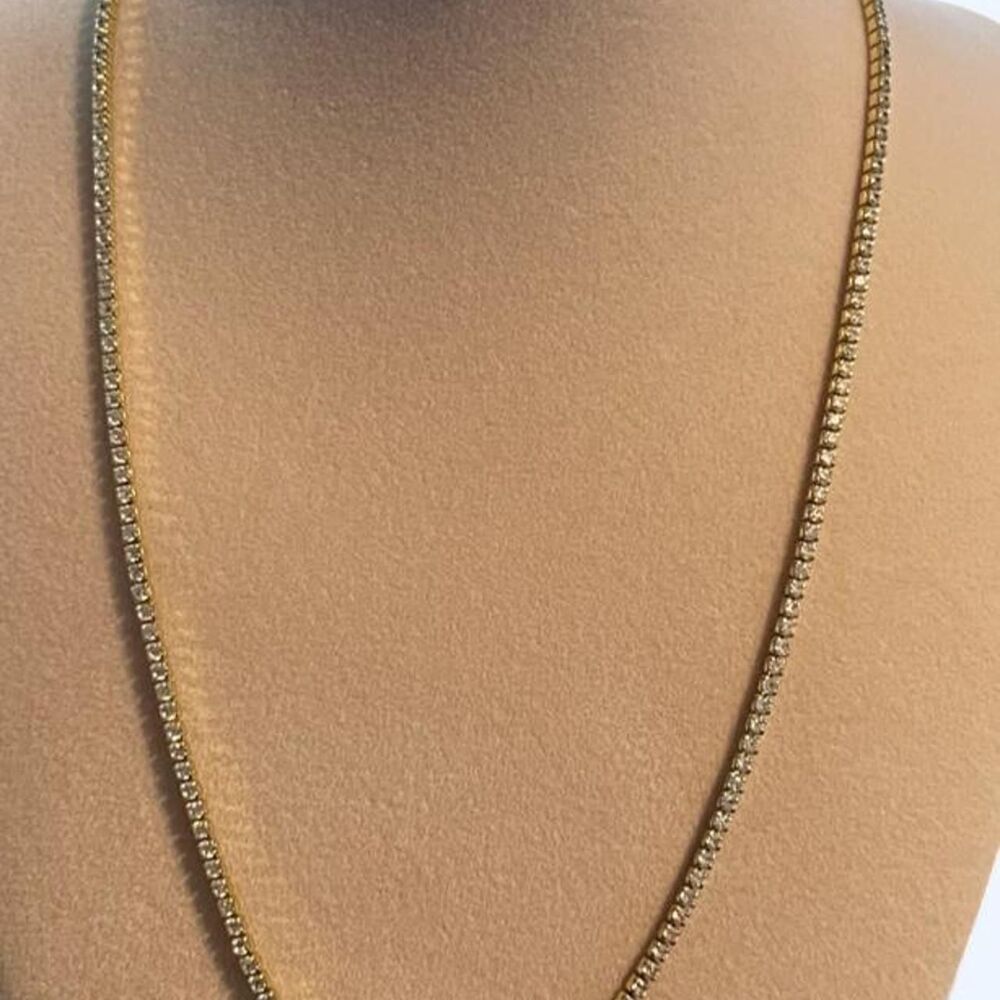 Pave style Tennis necklace gold toned